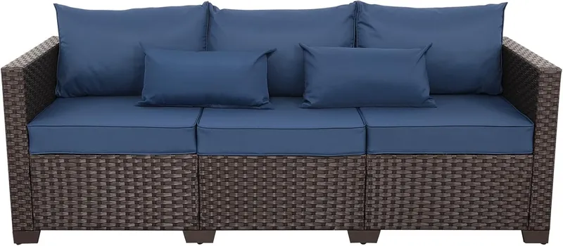 Rattaner 3-Seat Patio Wicker Sofa